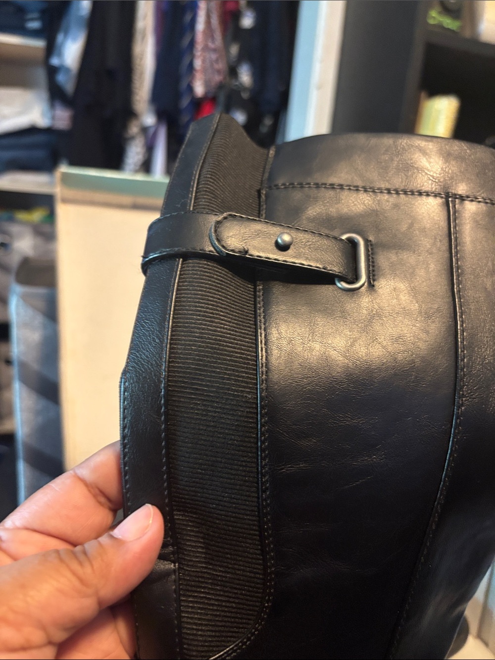Classic Black Mid-Calf Buckle Heeled Boots - Picture 2 of 5